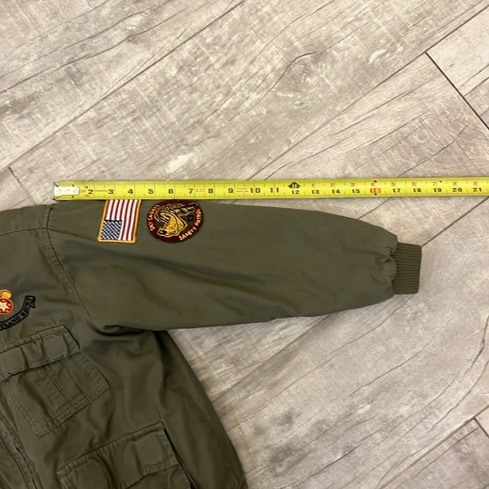 Disneyland Resort Mickey Mouse Sky‎ Leader Patch Bomber Jacket Olive Khaki Kid M